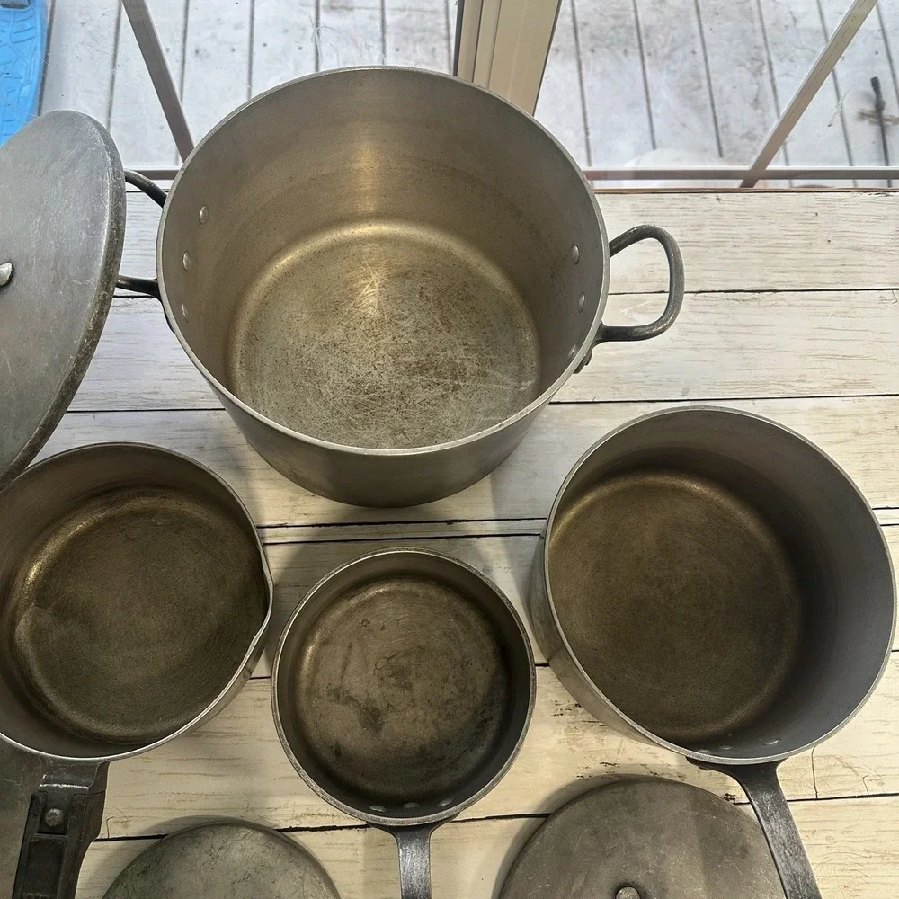 Vintage Magnalite‎ GHC USA Lot Of 6 W/ Lids 1 Qt, 2 Qt, 3qt, 7qt And Insert